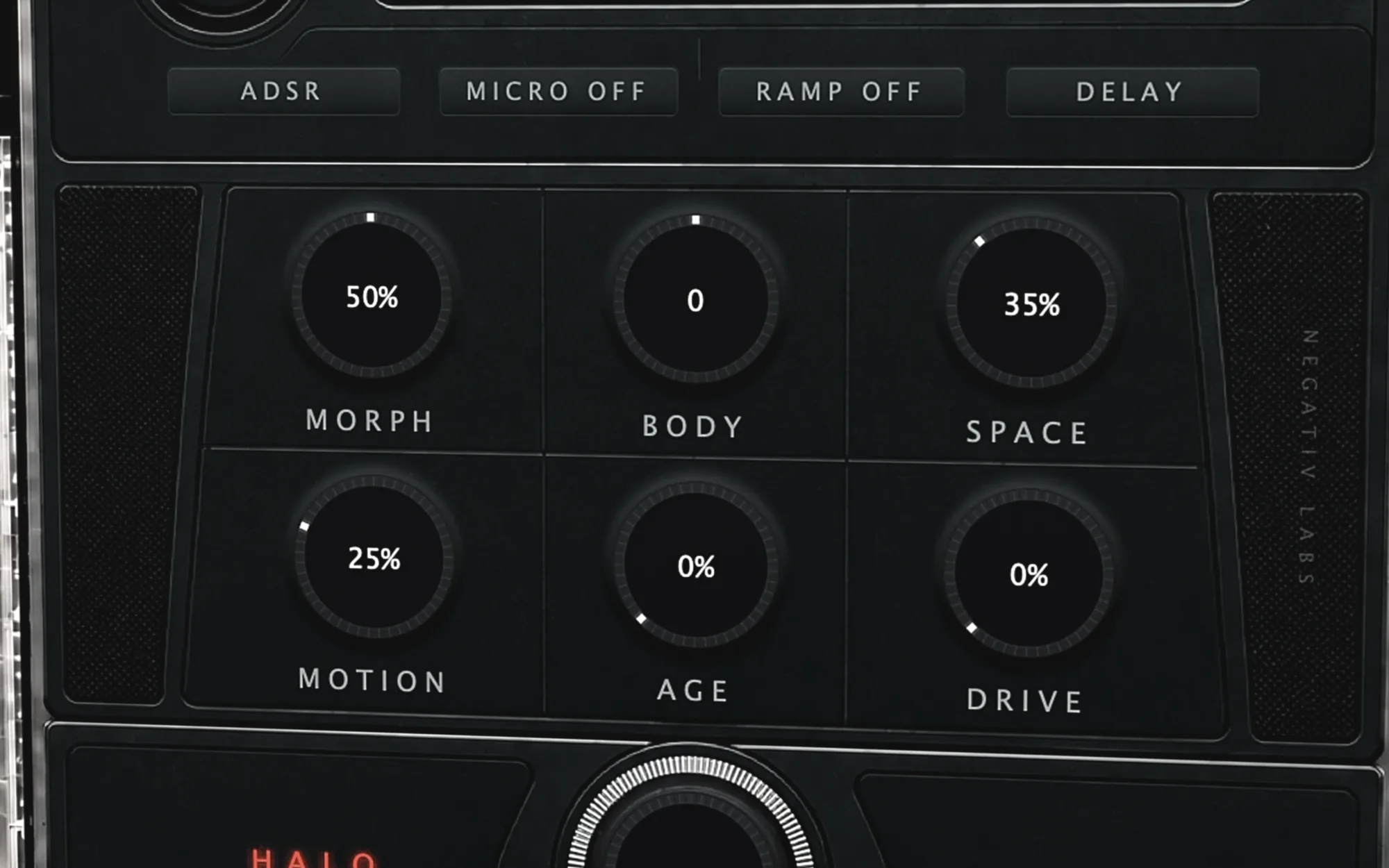 The six transform controls: morph, body, space, motion, age and drive